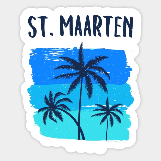 St. Maarten Retro Vacation Souvenir Palm Trees Sticker by fizzyllama